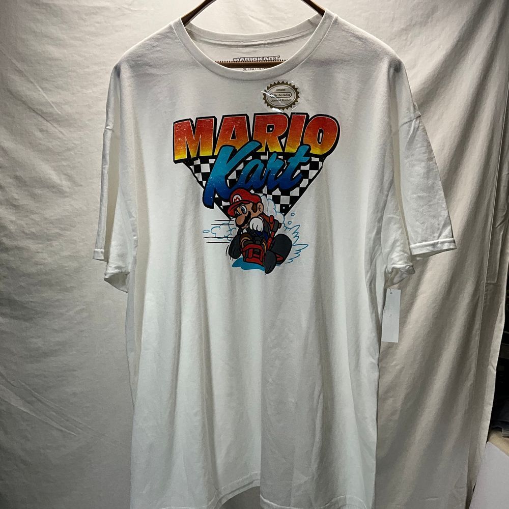 Nintendo Mario Kart Mens White‎ Graphic T-Shirt Retro Gaming XL GT5NMK03MMSC